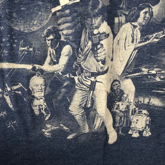 3/$15 🌻 Star Wars Mens Short Sleeve Blue Heathered Graphic Shirt Medium - Picture 5 of 7